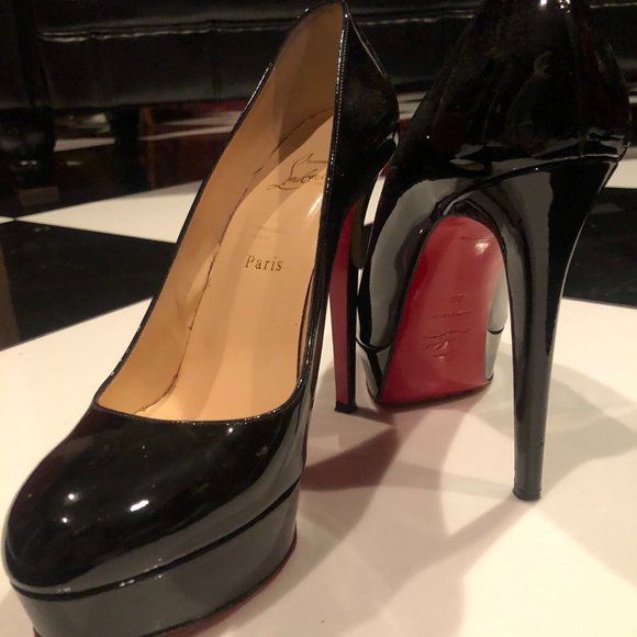 Louboutin Bianca 140 Patent Calf Heels Black
